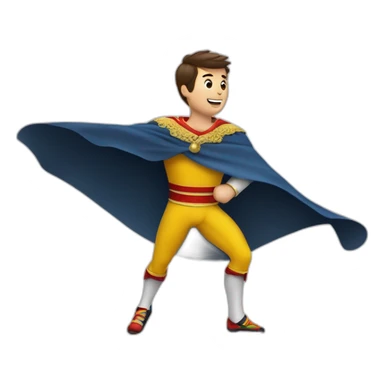 a runner. with the posture of open arms greeting the public. in one arm he carries a bullfighter's cape sticker