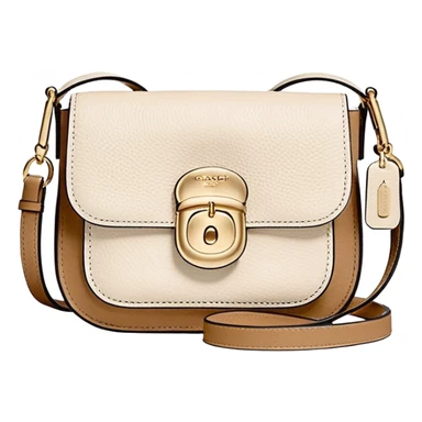 Coach Women's Hadley Mini Crossbody Bag in Pebbled Leather all white beige rectangle
 sticker
