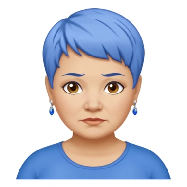 mujer mayor un poco gorda pelo azul o morado pixie cut barriobajera sin pendientes sticker