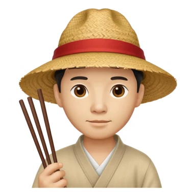 Chinese guy with a hat and chopsticks sticker