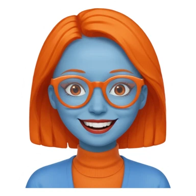 blue skinned orange glassed woman sticker