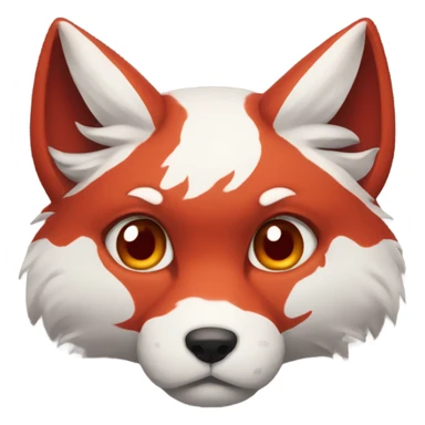 Kitsune head, red and white, sad face sticker