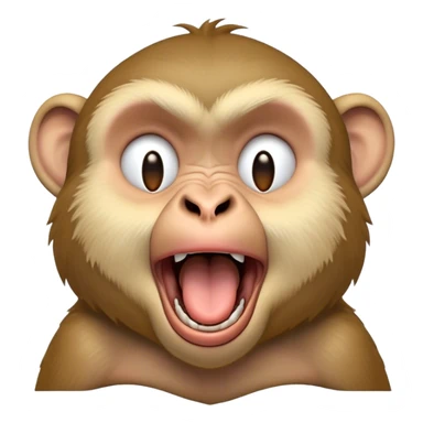 Cinematic Cute Yawning Macaque Portrait Emoji, Head tilted slightly with a dramatic, wide-open yawn, showcasing a gently textured face with half-closed, sleepy eyes and an open, relaxed mouth, Simplified yet irresistibly adorable features, highly detailed, glowing with a soft, cozy glow, high shine, relaxed yet expressive, stylized with a dash of whimsical charm, soft glowing outline, capturing the essence of a drowsy yet affectionate primate that appears ready to stretch out for a nap! sticker