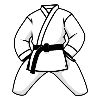 Folded martial arts uniform with belt sticker