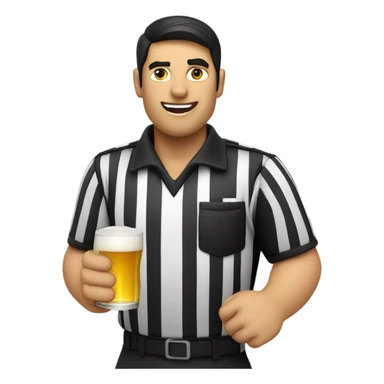 Dark haired Football Referee drinking beer sticker