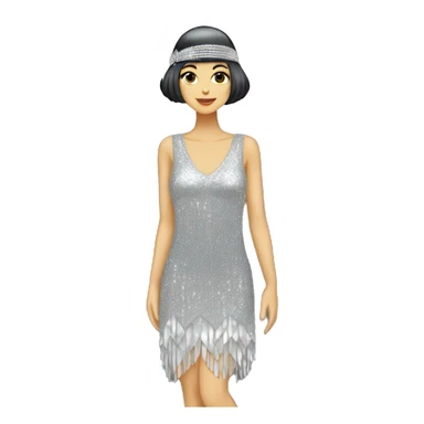 A silver sparkly flapper style dress sticker