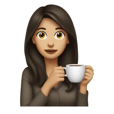 brunette woman drinking coffee sticker