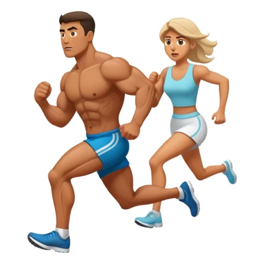 a muscular man afraid and running from his wife sticker