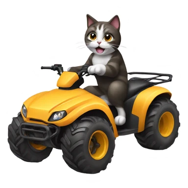 Cat on a 4 wheeler  sticker