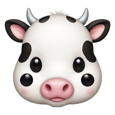 simple kawaii cow face, very simple dot eyes, big pupils sticker