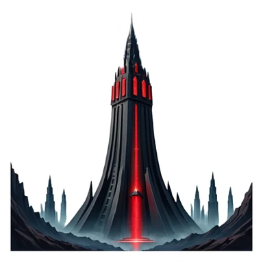 Barad Dúr from Lord of the Rings, Dark, giant Tower, with red laser beams shooting into the sky sticker