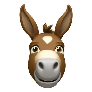 innocent brown donkey face and green background 3d sticker