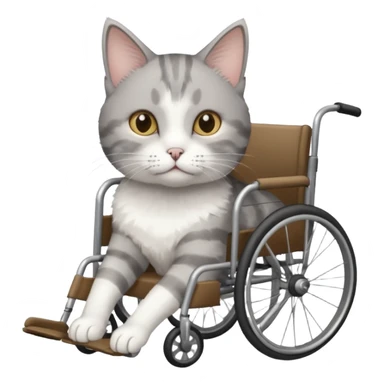 grey and white disabled cat in cat wheelchair sticker