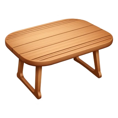 A 3D wooden table with subtle wood texture, rounded corners, gentle highlights, and a slightly angled perspective, matching the realistic-yet-simple style of the '🪑' chair emoji; medium brown tones, minimal details, emoji-friendly design. sticker