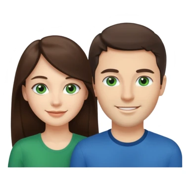 “A Polaroid-style photo of a couple with a heart of a white woman with long brunette hair and blue eyes, and a white man with short brunette hair and green eyes.” sticker