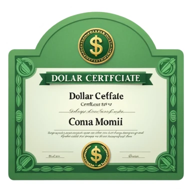 dollar certificate sticker