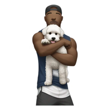 rapper man flexing with a bichon sticker