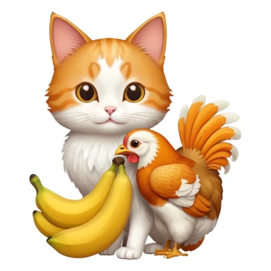 Cat with a chicken and banna sticker