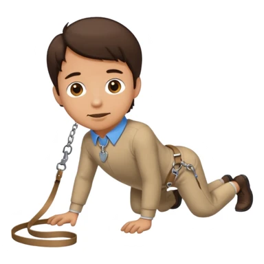 Brunette man crawling with a collar and leash on sticker