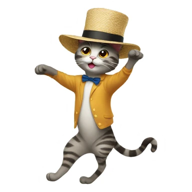 cat dancing with a hat sticker
