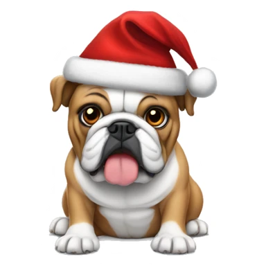 english bulldog with christmas hat sticker