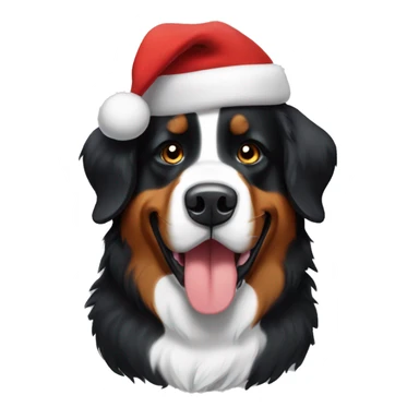 Bernese mountain dog wearing a Santa hat sticker