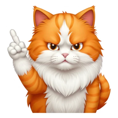 orange cat showing middle finger  sticker