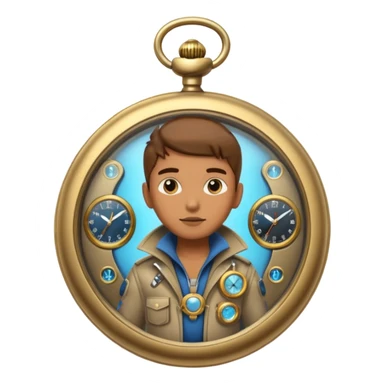 future Explorer with futuristic pocket watch sticker