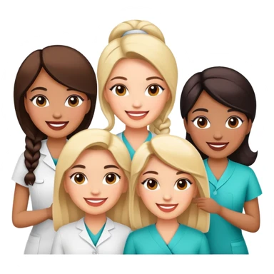 beauty salon team members standing together sticker