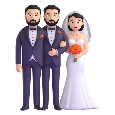 light-skinned African American bride and light-skinned groom with black goatee in a tuxedo sticker