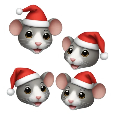 4 rats with Christmas hats on  sticker