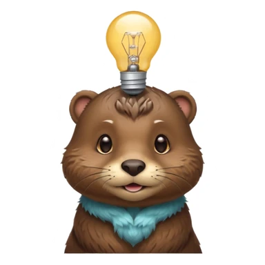 otter with lightbulb on the head sticker