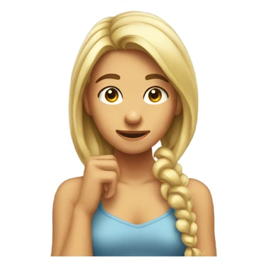 girl tucking hair behind her ear smirking  sticker