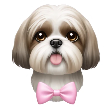 shihtzu dog with two small light pink bows  sticker
