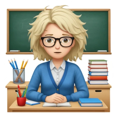 exhausted teacher in a bustling classroom sticker