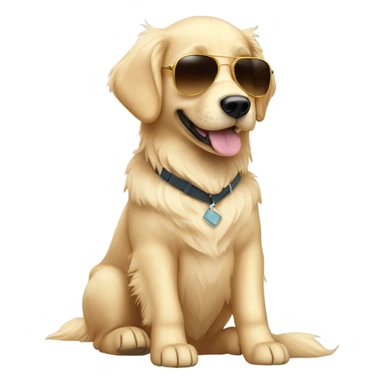 Cream Golden retriever with aviator sunglasses sticker