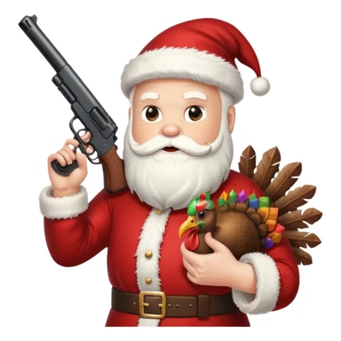 Santa holding a gun shooting a turkey sticker