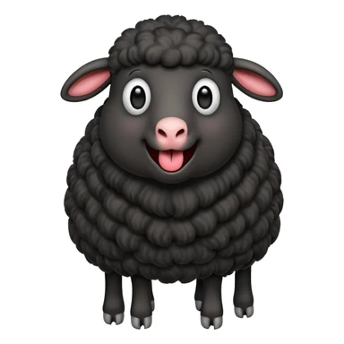 Oveja negra de cuerpo entero sacando la lengua en actitud de risas sticker