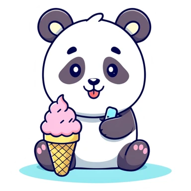 Panda eating ice creame sticker