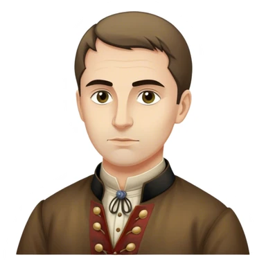 Cinematic Realistic Marko Marulić Portrait Emoji, depicted as a celebrated Croatian writer with a reflective expression and period clothing, rendered with rich textures and warm literary lighting that captures his historical influence. sticker