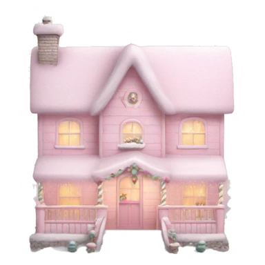 Pastel pink Christmas house HD sticker