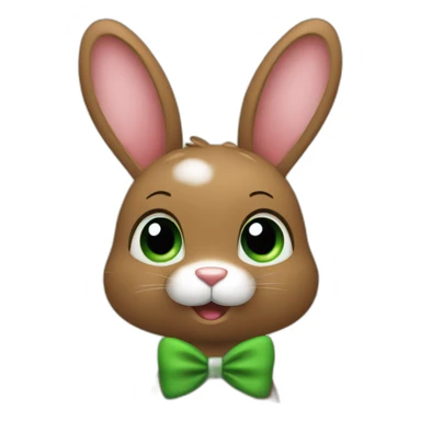 brown rabbit with green eyes and hearts sticker