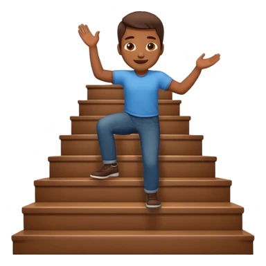 apple style emoji of a man ascending steps sticker