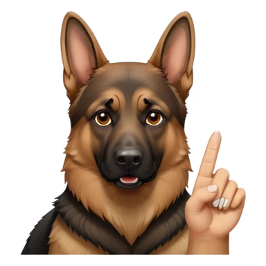 A German Shepherd with the middle finger up sticker