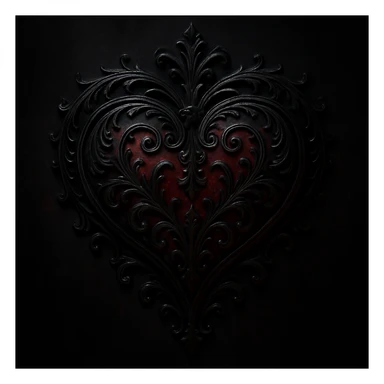 gothic style ornate heart in black and deep red, dark atmosphere sticker