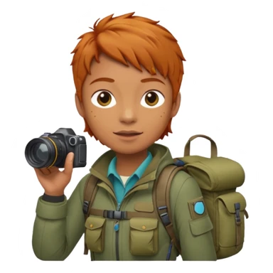 
wildlife photographer, trekking clothes, ginger hair sticker