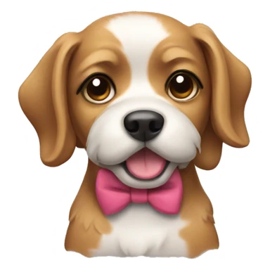 Dog wearing a bow sticker