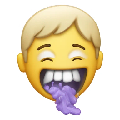 The vomiting emoji but with the person smiling  sticker