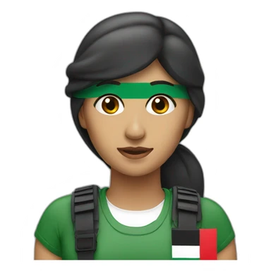 Woman with a Palestinian flag visor  sticker