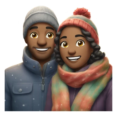 smiling couple indoors with jewelry in the snow during Christmas  sticker
